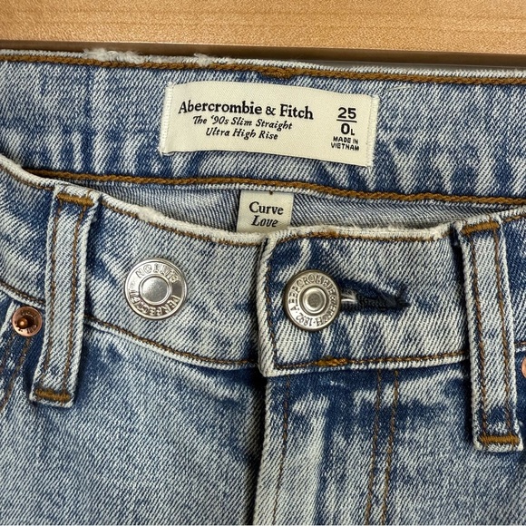 Abercrombie & Fitch Jeans Womens 25 0 LONG Blue 90s Slim Straight Ultra High - Picture 4 of 11